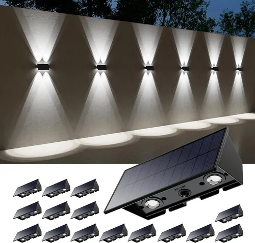Miniatura 18 de 4 Pack Solar Powered Wall Lights for Outside Up and Down Fence Mount LED Outdoor Decorative Waterproof Lamps for Porch, Deck, Patio, Yard, Garden, 4