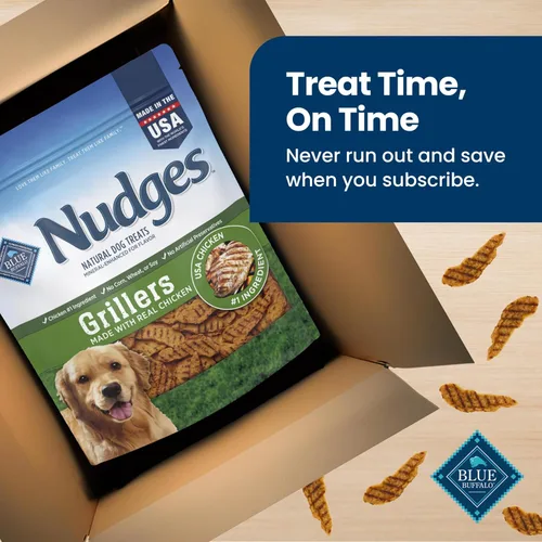 Miniatura 10 de Blue Buffalo Nudges Grillers - Golosinas naturales para perros, fabricadas en los Estados Unidos con pollo real, bolsa de 16 onzas