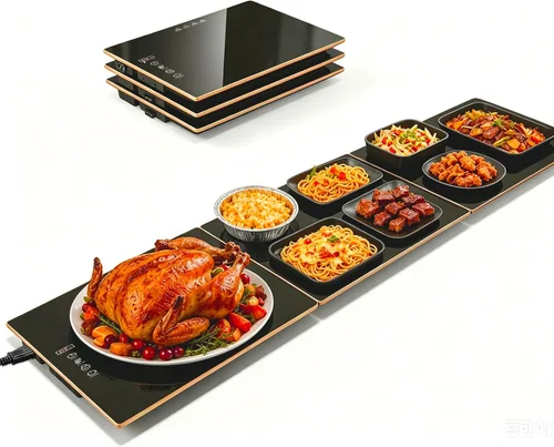 Bandeja de calentamiento de alimentos para bufé de fiestas, bandeja eléctrica modular de 1 a 3 paneles, calentador de alimentos de 47.2 x 12