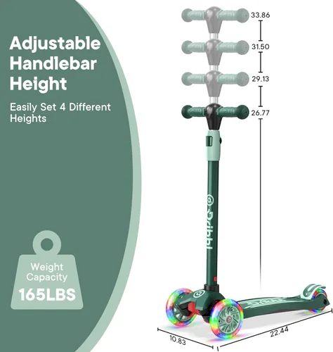 Miniatura 4 de Dribbl - Patineta de 3 ruedas para niños - Tecnología de inclinación para dirigir, manillar de altura ajustable, plataforma ancha antideslizante