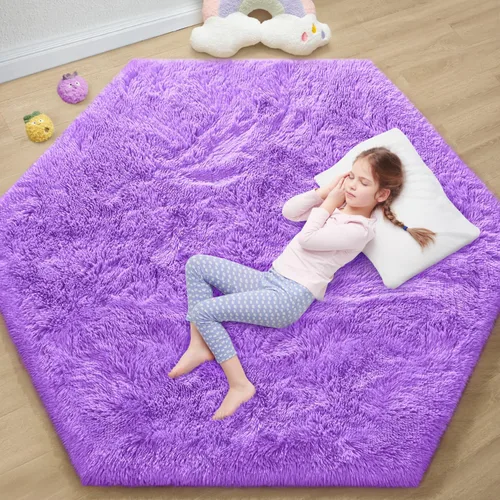 Miniatura 176 de EVOIONOS - Alfombra redonda gris para dormitorio, 5x5 pies; alfombras circulares suaves y esponjosas para sala de estar, alfombras de felpa peludas