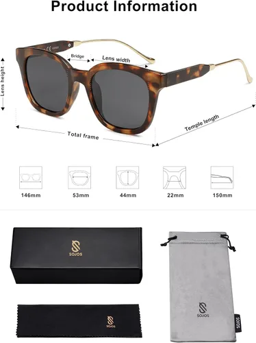 Miniatura 5 de SOJOS Lentes de sol polarizados cuadrados clásicos para mujeres y hombres, retro, modernos, protección ultravioleta UV400 SJ2050