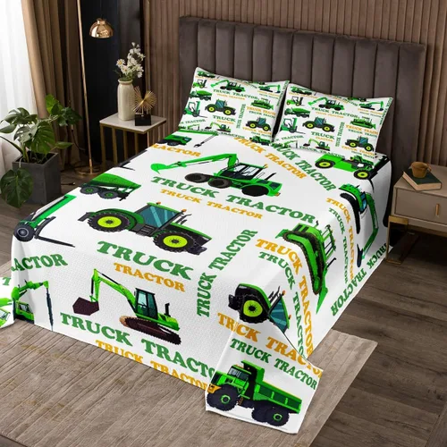 Miniatura 8 de Feelyou Juego de colcha acolchada con diseño de oso para niños y adolescentes, diseño de oso rústico, transpirable, a cuadros de búfalo, color verde