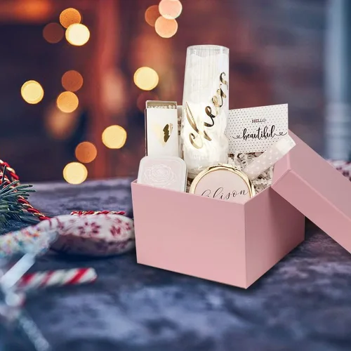 Miniatura 2 de Briful Cajas de regalo cuadradas con tapas, juego de 4 cajas de regalo rosadas, cajas de regalo de varios tamaños, cajas de regalo para regalos