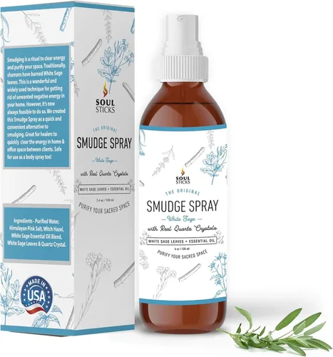 Miniatura 10 de SOUL STICKS Spray de Palo Santo y Sándalo para Limpieza y Energía Negativa Spray de Palo Santo 3.5oz con Cristales de Cuarzo Reales Spray