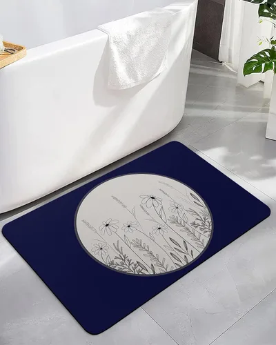 Tapete de baño de flores vintage para bañera, antideslizante, de secado rápido y absorbente, tierra de diatomeas, cocina, ducha, fregadero, lavable,