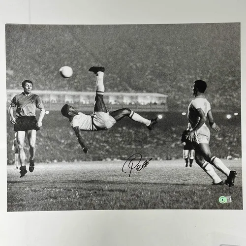 Autografiado/Firmado Pele Brasil Fútbol Fútbol 16x20 Foto Bicicleta Kick Beckett BAS COA Auto