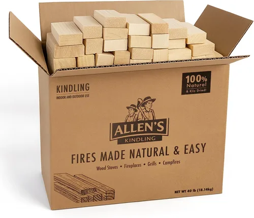 Miniatura 8 de Allen's Madera de Encendido Natural – Caja de 8 LB de Palillos Iniciadores de Fuego Secados al Horno para Fogatas, Estufas de Leña y Barbacoas