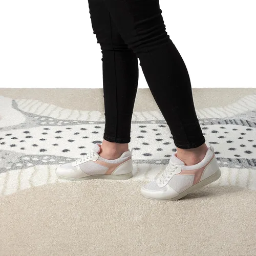 Miniatura 9 de Abani Nuevo Collection - Alfombra de área, diseño moderno de piel sintética, color marfil/beige, 4 x 6 pies, fácil de limpiar, duradera para niños