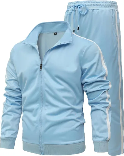 GXAMOY Conjunto deportivo deportivo de 2 piezas para hombre, casual, con cremallera completa, para correr, entrenamiento, deportes, conjunto