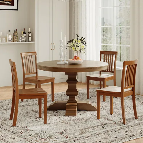 Miniatura 12 de Juego de 2 sillas de comedor, sillas de madera de granja con respaldo alto de husillo, sillas de madera de 17.3 pulgadas para cocina y comedor