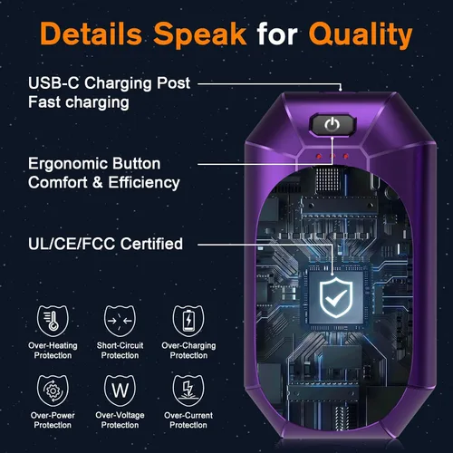 Miniatura 2 de Calentadores de manos AI recargables, paquete de 2, calentador de manos eléctrico recargable portátil, calentador de manos eléctrico de larga