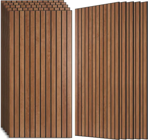 Miniatura 31 de Paneles de sonido de chapa de madera, paquete de 10 paneles de pared de 47.2 x 23.6 pulgadas, paneles acústicos decorativos para paredes