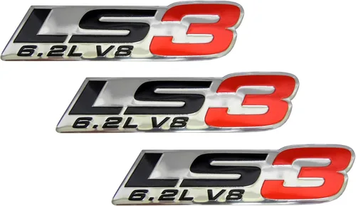 Miniatura 3 de LS3 6.2L V8 Emblemas de motor rojo altamente pulido aluminio cromado plateado compatible con Chevy Chevrolet Pontiac Holden vehículos especiales HSV