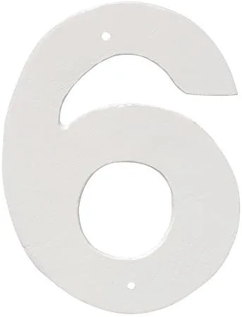 Montague Metal Products HHN-10-W-6 Placa de aluminio para exteriores de 10 pulgadas, mediana, números de casa blanca