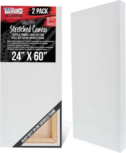 Miniatura 28 de U.S. Art Supply Lienzo estirado mediano para pintar de 12 x 48 pulgadas, profundidad de galería de 1-1/2 pulgadas de grosor, paquete de 2 – triple