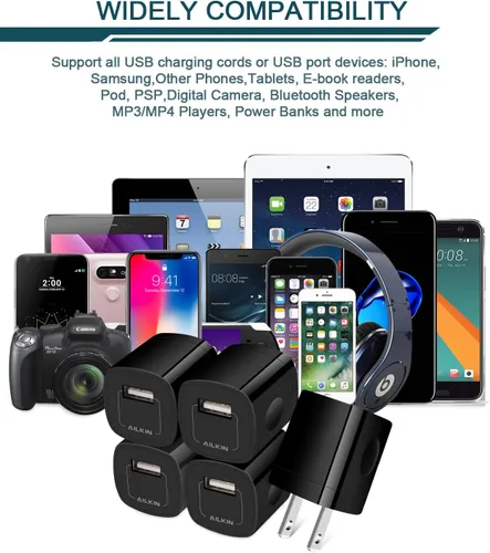 Miniatura 6 de [Paquete de 5/1 puerto] Adaptador de cargador USB de CA, enchufe de pared, enchufe de carga rápida, caja de alimentación cubo para iPhone 14 13 15