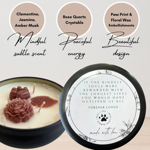 Miniatura 2 de Vela de duelo con estampado de huellas de mascotas, regalos conmemorativos para perros por pérdida de perros, regalo de condolencia y condolencia
