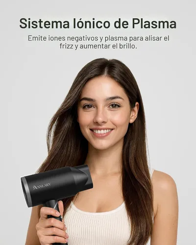 Miniatura 4 de ANNLARY Secador de pelo con peine Secador de pelo de 1800 W con difusor para cabello rizado Secador de pelo iónico de plasma para control