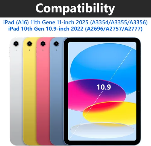 Miniatura 7 de TQQ Funda Touch para iPad (A16) de 11ª generación con teclado (11 pulgadas, 2025) y 10ª generación (10.9 pulgadas, 2022) – 360° giratorio, delgado