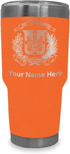 Miniatura 9 de LaserGram Taza aislada al vacío de 20 onzas, escudo de armas, República Dominicana, grabado personalizado incluido (gris)