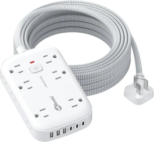 Miniatura 17 de Extensor de enchufe plano con cable de 12 pulgadas, protector contra sobretensiones, adaptador divisor de enchufe de extensión de enchufe plano, 12