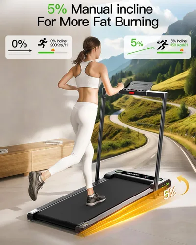 Miniatura 2 de Almohadilla para caminar con inclinación, cinta de correr con inclinación Akluer para el hogar, 2.5 HP pequeña para debajo del escritorio