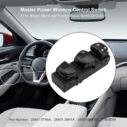 Miniatura 2 de Interruptor de control de elevalunas eléctrico para Nissan Pathfinder, Altima Leaf Juke Frontier Tiida Rogue Sentra 2013-2019, 25401-3TA5A
