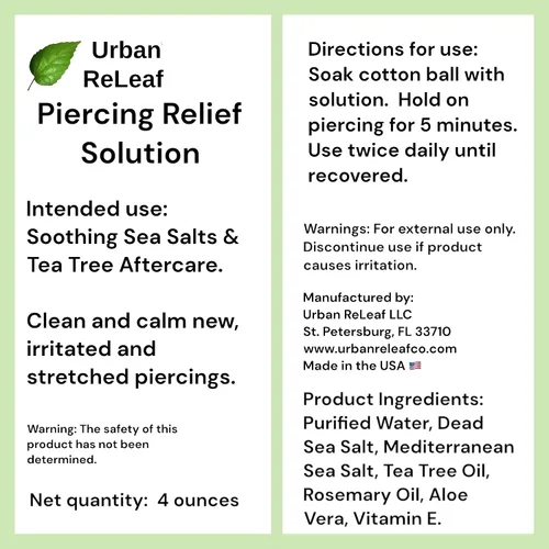 Miniatura 7 de Urban ReLeaf Solución de alivio de piercings. Limpia, calma y cura suavemente los piercings nuevos, irritados y queloides. Sal marina 100% natural