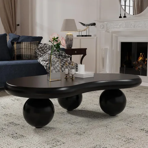 Miniatura 18 de Mesas de centro en forma de nube, mesa de centro irregular, mesa de centro con diseño moderno en forma de nube, mesas de centro para sala de estar