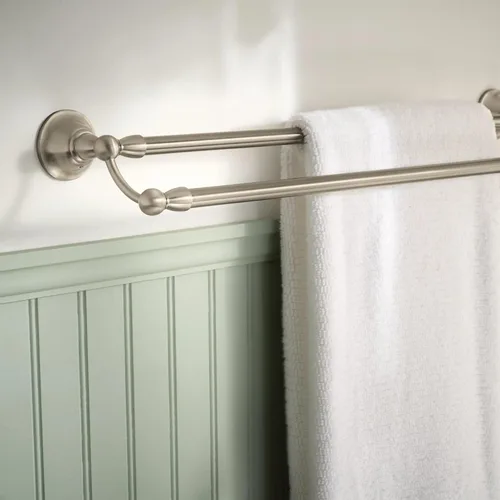 Miniatura 2 de Moen Colección Sage, Barra Doble de Toallas de Baño de 24 Pulgadas, Níquel Cepillado Resistente a las Manchas, DN6822BN, Colgador de Baño de Pared