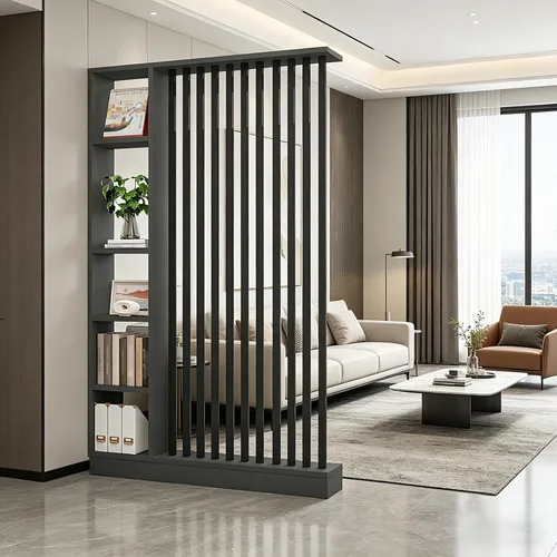 Miniatura 29 de Divisor de pared de habitación con estantes, pantalla de división de entrada de piso a techo, divisor de habitación independiente con estante