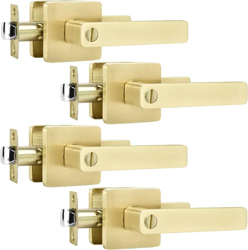 Miniatura 33 de Leydebong - Paquete de 4 picaportes resistentes para entrada con llave, manija dorada, llaves iguales/combo con llave, reversible para la izquierda