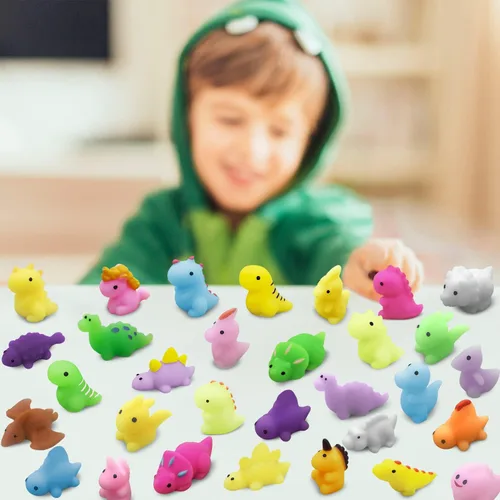 Miniatura 6 de 30 piezas de juguetes esponjosos Mochi, mini dinosaurios Kawaii esponjosos, juguetes suaves para aliviar el estrés, juguetes esponjosos