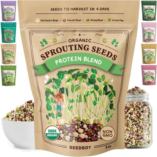 Miniatura 14 de Seedboy Semillas de rábano orgánicas sin GMO para brotes - Semillas de microverdes cultivadas en EE. UU. - Bolsa de 8 oz produce 8 cuartos / 24
