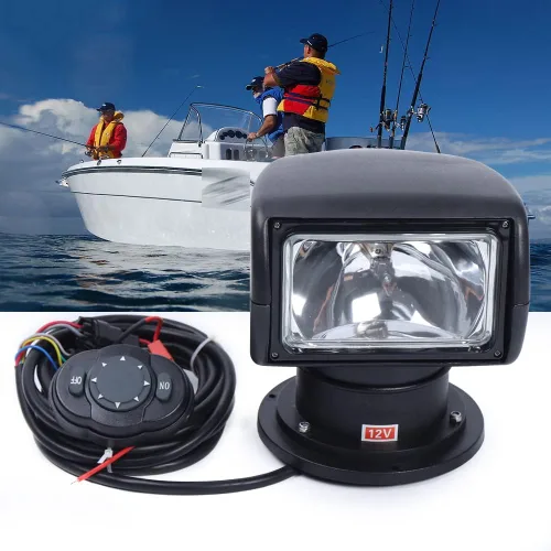 Miniatura 9 de Foco remoto, 100 W, 2500 lm, 3200 K, reflector halógeno, foco marino, foco de 12 V CC para barco, yate, luz marina, 72° arriba/abajo + rotación