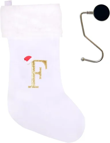 Miniatura 65 de Medias de Navidad de 20 pulgadas con monograma, letras, medias súper suaves grandes de Navidad, medias de monograma rojo para Navidad, regalo