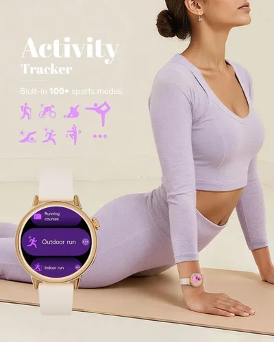 Miniatura 4 de TOOBUR Petite - Reloj inteligente para mujer, pulsera pequeña AMOLED de 1.496 pulgadas, compatible con Android e iOS, monitor de actividad física
