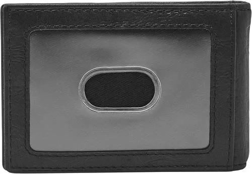 Miniatura 3 de Fossil Cartera de cuero delgada minimalista con clip para dinero plegable con bolsillo frontal para hombre