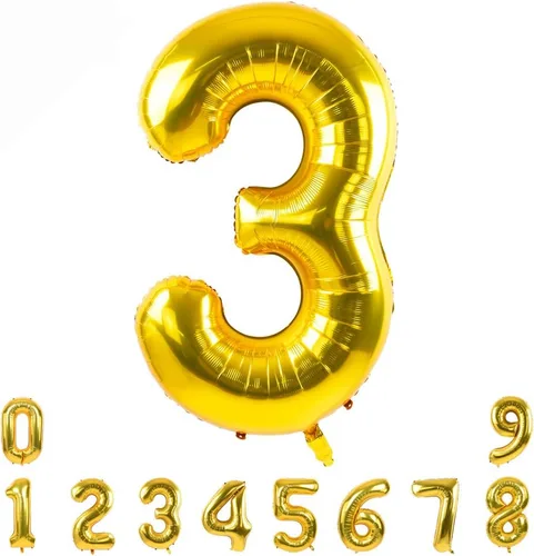 Miniatura 13 de TONIFUL Globos dorados de 40 pulgadas con números grandes del 0 al 9, globos digitales de helio del número 5, globos de aluminio de Mylar con Nmuber