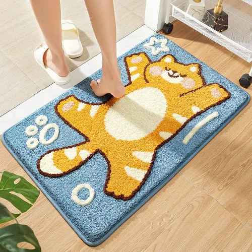 Alfombra de baño de 16 x 24 pulgadas, color naranja, microfibra suave, antideslizante, absorbente, lavable a máquina, tapete de baño