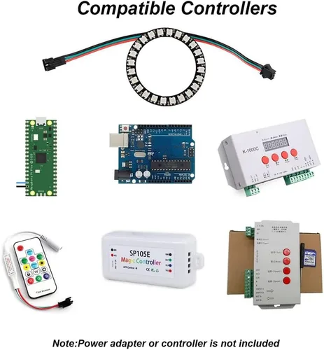 Miniatura 6 de Anillo LED WS2812 de 24 bits con cable SM2.54-3P, 24 x WS2812B 5050 RGB LED módulo a todo color DC5V con controladores integrados programables