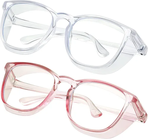 Miniatura 8 de Gafas de seguridad para enfermeras, gafas protectoras – Antivaho marco cuadrado elegante gafas transparentes para mujeres y hombres C16-negro Gery