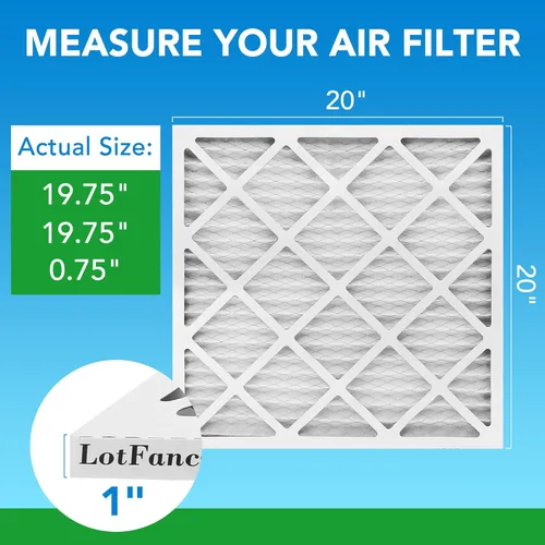 Miniatura 2 de LotFancy Filtro de aire MERV 8 de 20 x 20 x 1, paquete de 6 unidades, tamaño real: 19.75 x 19.75 x 0.75 pulgadas, horno plisado electrostático