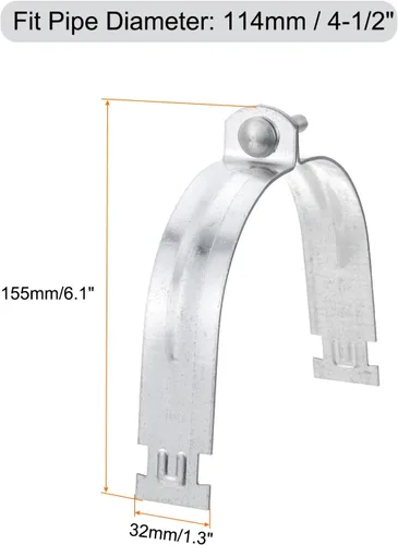 Miniatura 2 de uxcell Abrazaderas de puntal EMT de 6-1/2 "de acero para conductos rígidos y tubería 4 unids universal EMT Strut Clamp con perno y tuerca