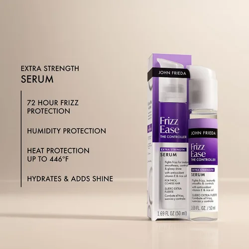 Miniatura 5 de John Frieda Frizz Ease - Suero capilar extra fuerte para cabello grueso y grueso, suero suavizante antiencrespamiento con aceite de argán y coco