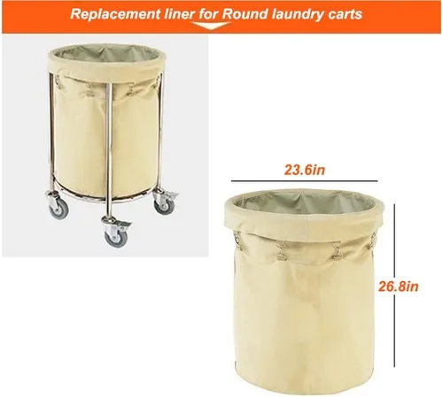 Bolsa de repuesto para carrito de lavandería redondo,Bolsa de forro impermeable extraíble para cesta de lavandería rodante,Bolsas de almacenamiento