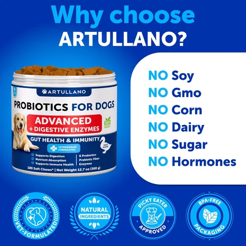 Miniatura 5 de Probióticos para Perros - Apoyo para la Salud Intestinal, Picor en la Piel, Alergias, Inmunidad, Equilibrio de Levadura - Probióticos para Perros