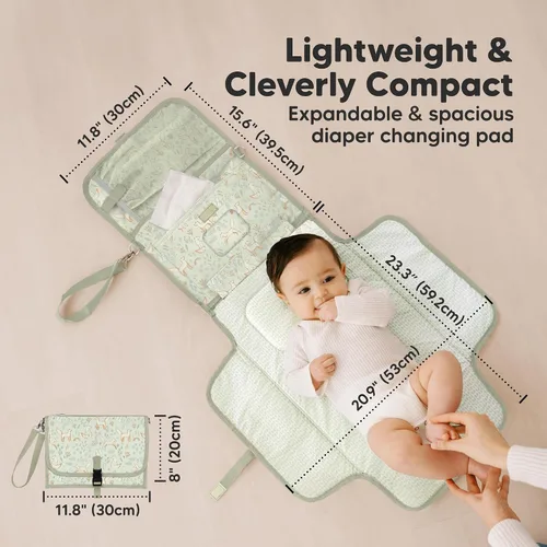 Miniatura 3 de KeaBabies Cambiador de pañales portátil, para viajes, automóvil – Cambiador grande impermeable para bebé, lavable, acolchado, bolsa de viaje