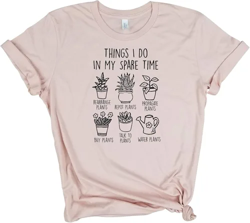 Things I do in my spare time - Crazy Plant Lady, Camisa de jardinería, a base de plantas, Alimentado por plantas, Camisa de granjero, Camisa de